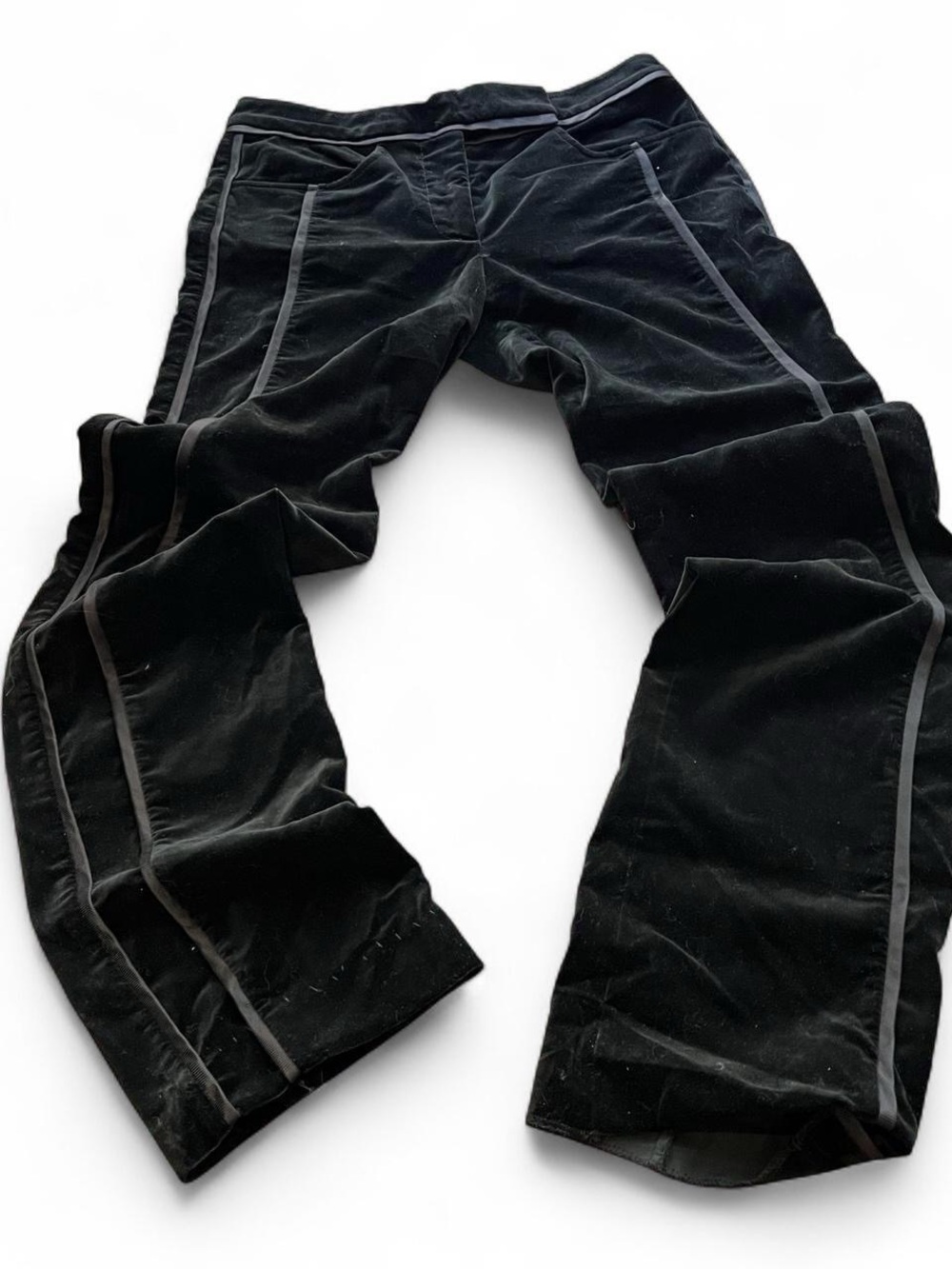 Derek Lam Black Boot-Cut Pants with Tone-On-Tone Piping